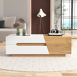 Blossom paris Table basse avec tiroirs - Blanc et bois naturel