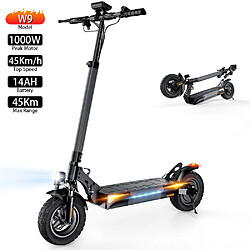 Trottinette électrique Pliable iScooter W9 10" Moteur 1000W 14AH Max Autonomie 45Km Noir