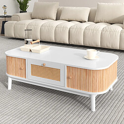 Blossom paris Table basse rotin - Blanc et bois