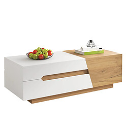 Blossom paris Table basse avec tiroirs - Blanc et bois naturel