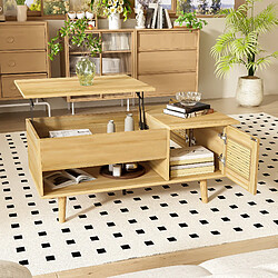 Blossom paris Table basse ronde rotin - Bois naturel et noir