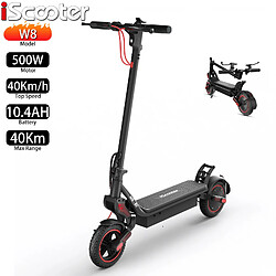 Trottinette électrique Pliable iScooter W8 Moteur 500W 10.4AH Max Autonomie 40Km Noir