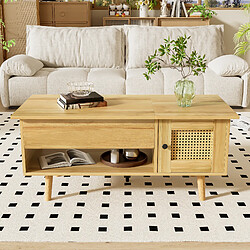 Blossom paris Table basse ronde rotin - Bois naturel et noir