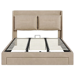 Acheter modfu Lit coffre 180x200 cm avec tiroirs, LED et sommier à lattes, en velours, beige