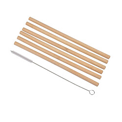 Paris Prix Lot de 6 Pailles avec Brosse Bambou 20cm Naturel