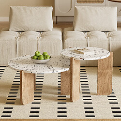 Blossom paris set 2 tables basses modulables - Blanc et bois