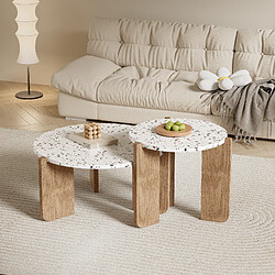 Blossom paris set 2 tables basses modulables - Blanc et bois