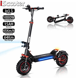 Trottinette électrique Pliable iScooter ix5S 11" Moteur 1000W 48V 15AH Max Autonomie 64Km Noir