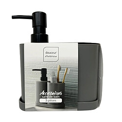 Avis Douceur D'Interieur Set de 3 Accessoires Salle de Bain Vita 19cm Anthracite