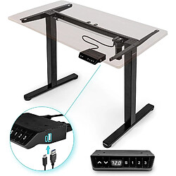 Duronic TM51 BK Structure de Bureau Assis-Debout électrique | Hauteur Ajustable de 72 à 118 cm | Charge maximale de 70 kg | Plateau de 120 140 ou 160 cm vendu séparément | Ports USB et USB-C