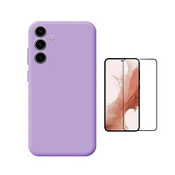 Kit De Film En Verre Trempé À Coque Complète 5D + Coque En Silicone Liquide PHONECARE Pour Samsung Galaxy S25 FE - Violet