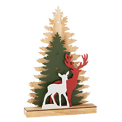 Paris Prix Déco Renne à LED en Bois Hiver 44cm Multicolore