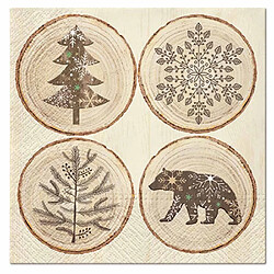 Paris Prix Lot de 20 Serviettes en Papier Rondelles de Bois 33x33cm Naturel