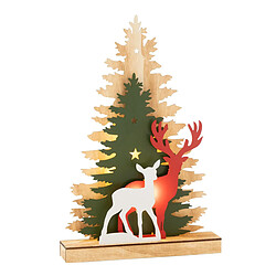 Paris Prix Déco Renne à LED en Bois Hiver 44cm Multicolore