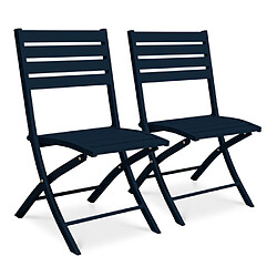 Paris prix lot de 2 chaises de jardin pliantes - Bleu marine