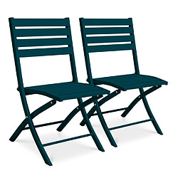 Paris prix lot de 2 chaises de jardin pliantes - Bleu canard