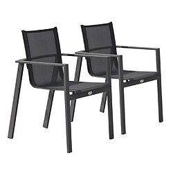 Paris prix fauteuils de jardin x2 - Gris anthracite & noir
