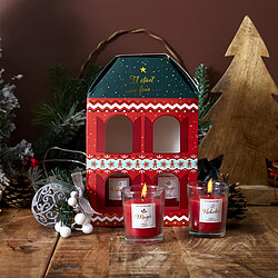 Acheter The Home Deco Factory Coffret 4 Bougies Parfumées Maison Noël 18cm Rouge