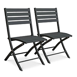 Paris prix Lot de 2 chaises de jardin pliantes - Gris anthracite