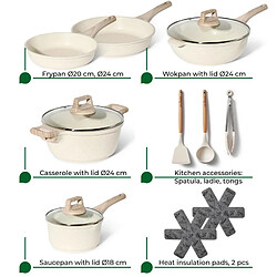 Batterie de cuisine 13 pièces Antiadhésif en Granit beige Just perfecto JL-31