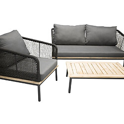Paris prix Salon de jardin bois Andorra - Noir pas cher