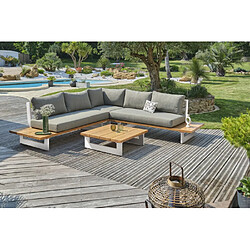 Paris prix Salon de jardin d'angle 5 places - Blanc pas cher