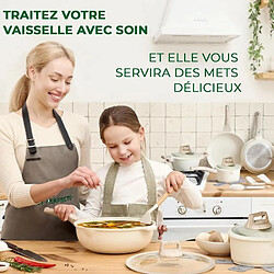 Batterie de cuisine 14 pièces Antiadhésif en Granit beige - Tous feux dont induction Just perfecto JL-888