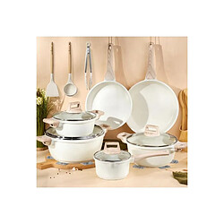 Batterie de cuisine 15 pièces Antiadhésif en Granit beige Just perfecto JL-28