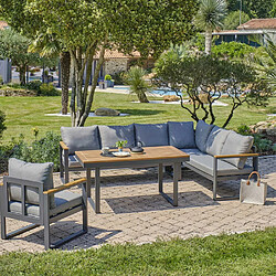 Paris prix ensemble repas de jardin 7 places - Gris anthracite pas cher