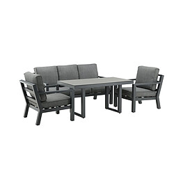 Paris Prix Salon de Jardin 5 Places Barcelona 171cm Noir