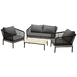 Avis Paris prix Salon de jardin bois Andorra - Noir