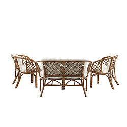 Paris Prix Salon de Jardin 4 Places en Rotin Wera 115cm Naturel pas cher