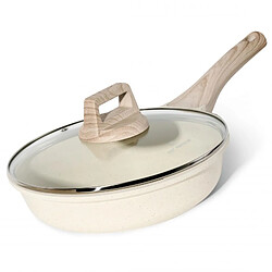 Poêle à frire et couvercle 24 cm beige - Tous feux dont induction Just perfecto JL-41