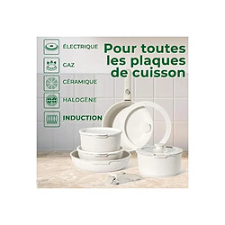 Batterie de cuisine 11 pièces avec poignées amovibles en Granit beige - Tous feux dont induction Just perfecto JL-999