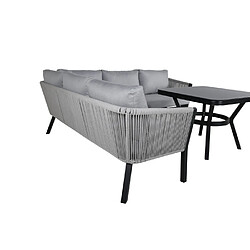 Avis Paris prix Salon de jardin d'angle 4 places - Noir & gris clair