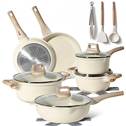 Batterie de cuisine 15 pièces Antiadhésif en Granit beige - Tous feux dont induction Just perfecto JL-788