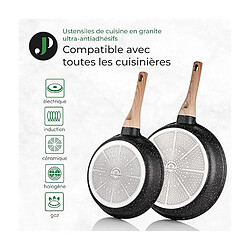 Batterie de cuisine 11 pièces avec poignées amovibles en Granit noir - Tous feux dont induction Just perfecto JL-998