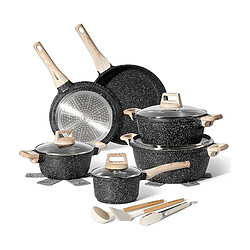 Batterie de cuisine 15 pièces antiadhésif en Granit noir Just perfecto JL-27