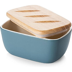 DOWAN Grand beurrier en céramique avec couvercle de 16,5 cm, bleu brume
