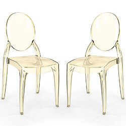 ICONIK INTERIOR Lot de 2 chaises de salle à manger transparentes - Style Victoria Ambre