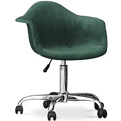ICONIK INTERIOR Chaise de bureau avec accoudoirs - Chaise de bureau pivotante avec roulettes - Grev Vert foncé
