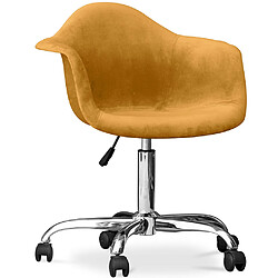 ICONIK INTERIOR Chaise de bureau avec accoudoirs - Chaise de bureau pivotante avec roulettes - Grev Moutarde
