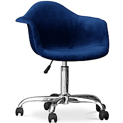 ICONIK INTERIOR Chaise de bureau avec accoudoirs - Chaise de bureau pivotante avec roulettes - Grev Bleu foncé