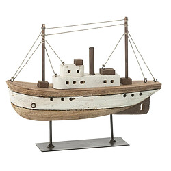 Paris Prix Bateau sur Socle en Bois Gene 29cm Naturel & Blanc