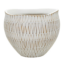 Paris Prix Cache-Pot Déco en Résine Stiky 26cm Or & Blanc