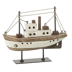 Paris Prix Bateau sur Socle en Bois Gene 18cm Naturel & Blanc