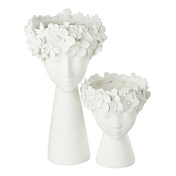 Paris Prix Cache-Pot Déco Tête 23cm Blanc