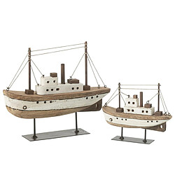 Paris Prix Bateau sur Socle en Bois Gene 18cm Naturel & Blanc