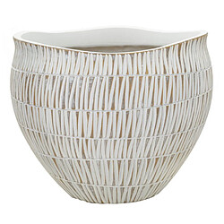 Paris Prix Cache-Pot Déco en Résine Stiky 30cm Or & Blanc