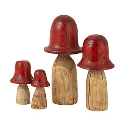 Paris Prix Champignon Déco en Bois Cloche 32cm Naturel & Rouge